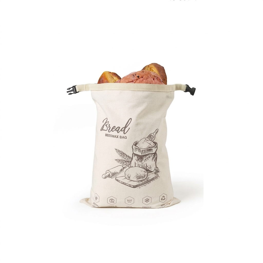 Wiederverwendbare Bienenwachs-Brottasche mit Druckknopf