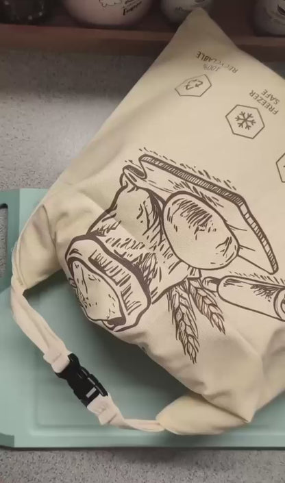 Wiederverwendbare Bienenwachs-Brottasche mit Druckknopf und Reißverschluss